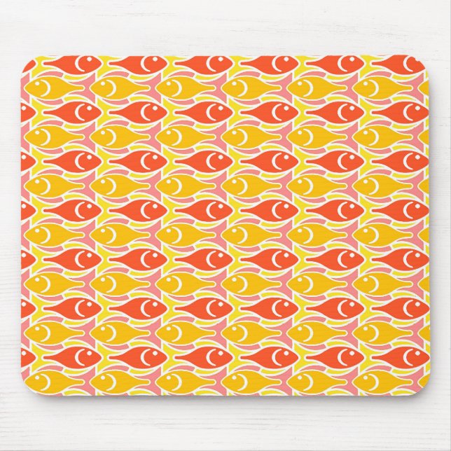 Tapis De Souris Poisson moderne du milieu du siècle, mandarine ora (Devant)