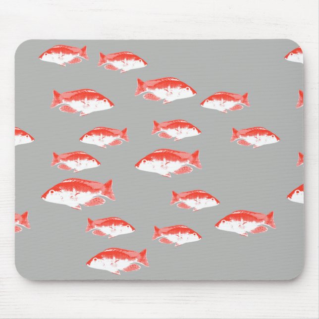 Tapis De Souris Poisson rouge et gris (Devant)
