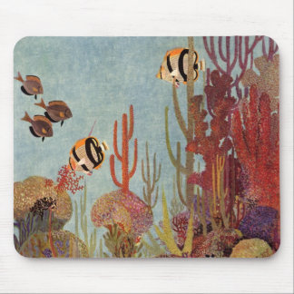 Tapis De Souris Poisson vintage en Océan, Corail Tropical Epervier