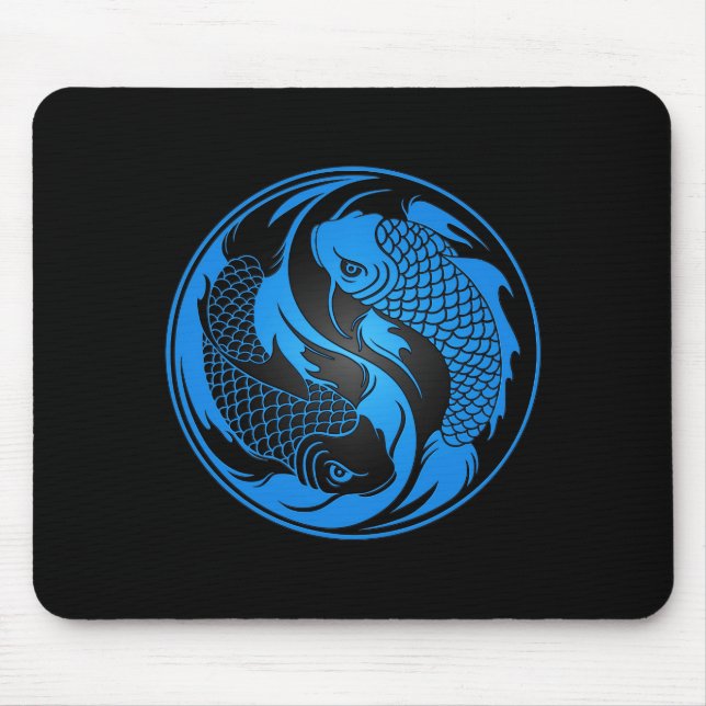 Tapis De Souris Poissons bleus et noirs de Yin Yang Koi (Devant)