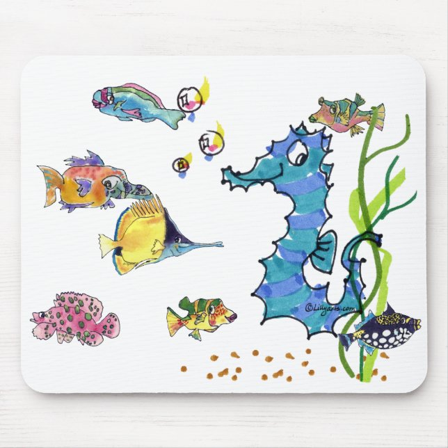 Tapis De Souris Poissons mignons Mousepads de bande dessinée (Devant)
