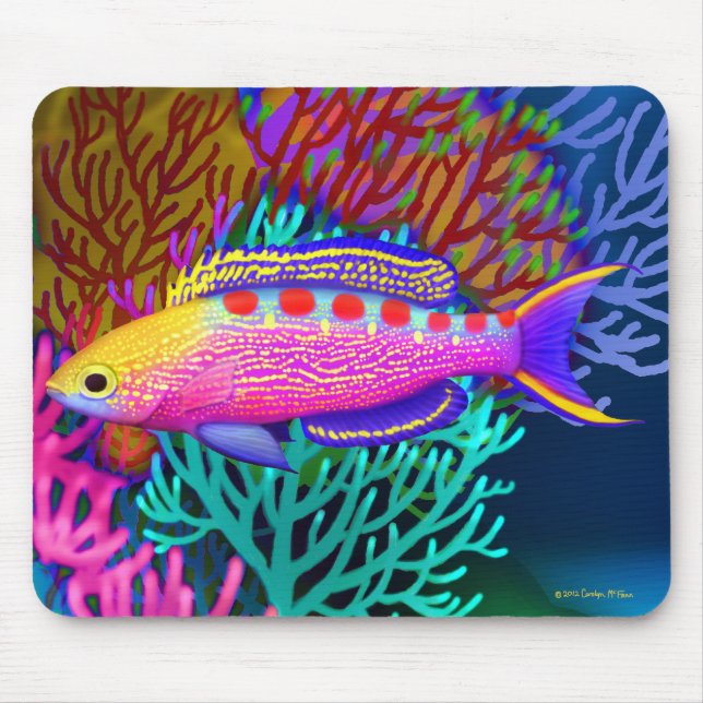 Tapis De Souris Poissons Mousepad de récif d'Anthias repérés par (Devant)
