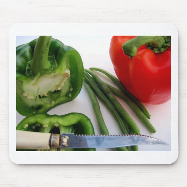 Tapis De Souris Poivrons verts et rouges avec haricots (Devant)