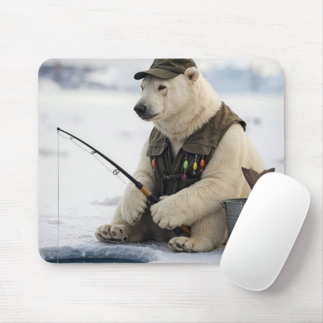 Tapis De Souris Polar Bear Ice Fishing (Avec souris)