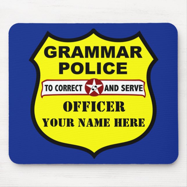 Tapis De Souris Police Mousepad personnalisable de grammaire (Devant)