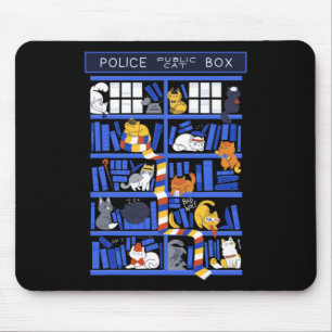 Tapis De Souris Police Public Cat Box Funny Kitten Cat Doctor Libr