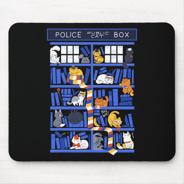 Tapis De Souris Police Public Cat Box Funny Kitten Cat Doctor Libr (Devant)