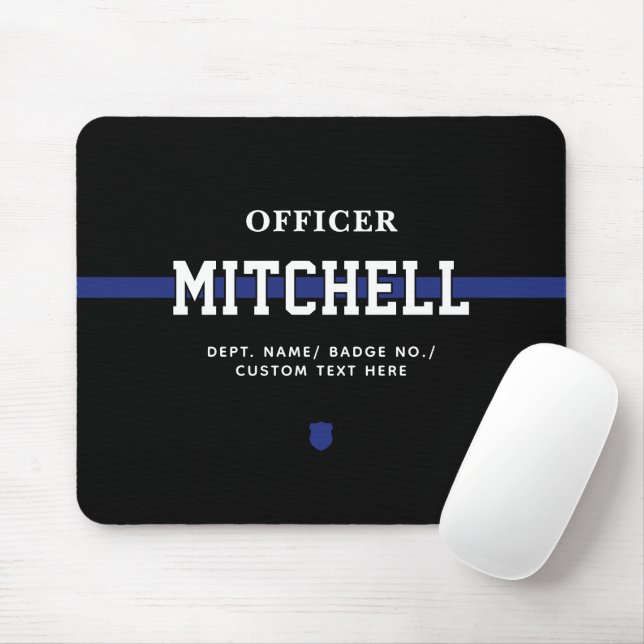 Tapis De Souris Policier personnalisé Ligne Bleue Mince (Avec souris)