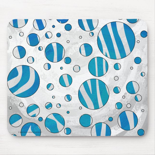 Tapis De Souris Polka blanc et bleu Zebra (Devant)