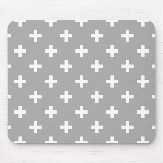 Tapis De Souris Polka blanche croise sur gris (Devant)