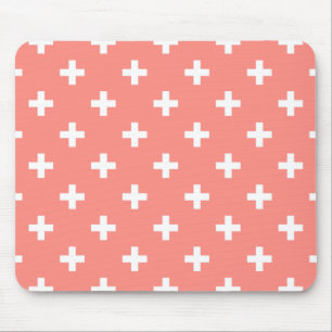 Tapis De Souris Polka blanche croise sur la pêche