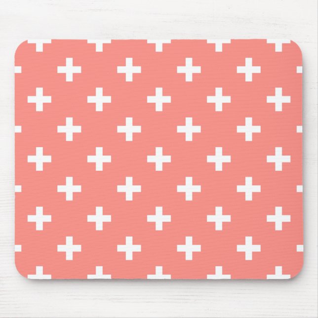 Tapis De Souris Polka blanche croise sur la pêche (Devant)