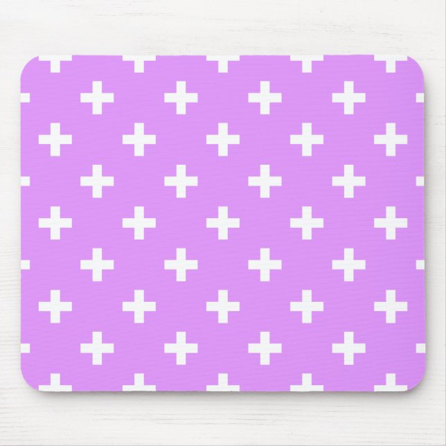 Tapis De Souris Polka blanche croise sur lilas (Devant)