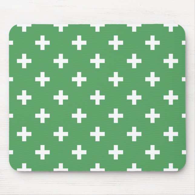 Tapis De Souris Polka blanche croise sur vert (Devant)