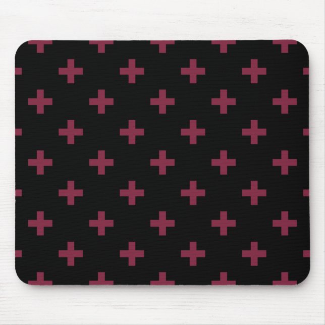 Tapis De Souris Polka de mûre croise sur le noir (Devant)