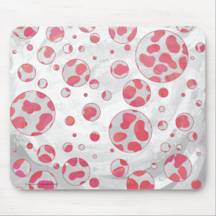Tapis De Souris Polka Dot Dalmatie rose et blanc