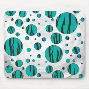 Tapis De Souris Polka Dot Tiger noir et Turquoise
