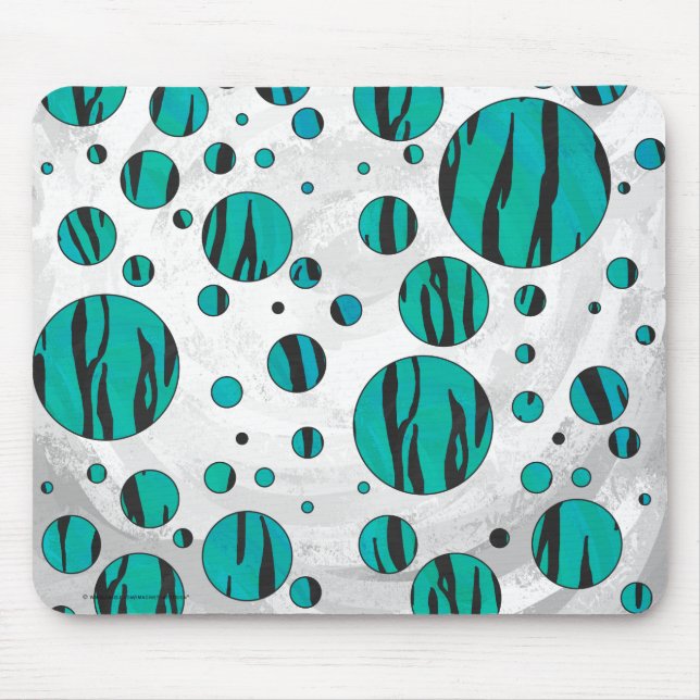 Tapis De Souris Polka Dot Tiger noir et Turquoise (Devant)