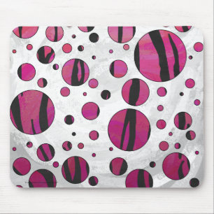 Tapis De Souris Polka Dot Tiger rose chaud et noir