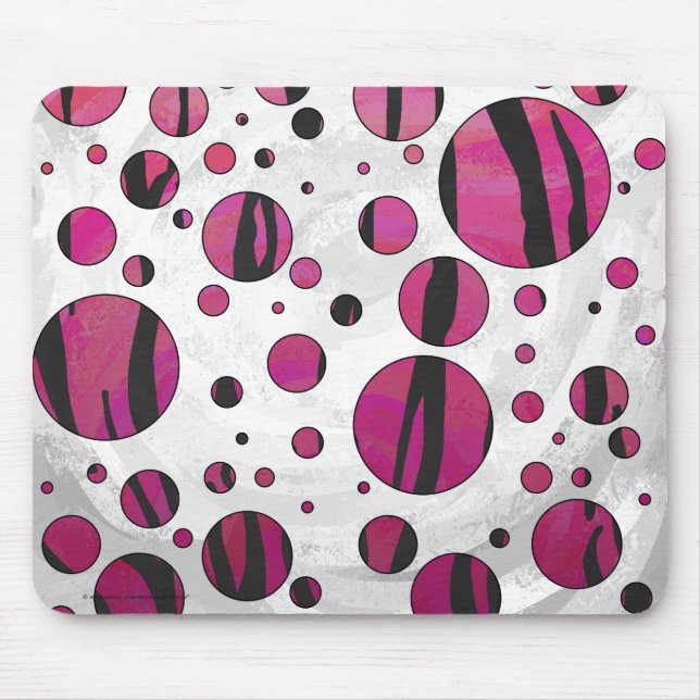 Tapis De Souris Polka Dot Tiger rose chaud et noir (Devant)