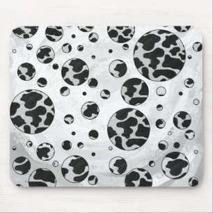 Tapis De Souris Polka Dot Vache noir et blanc