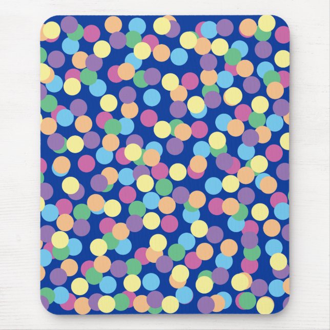 Tapis De Souris Polka-Dots bleu violet rose jaune orange vert (Devant)