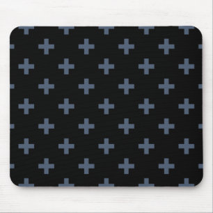 Tapis De Souris Polka gris-bleu croise sur noir