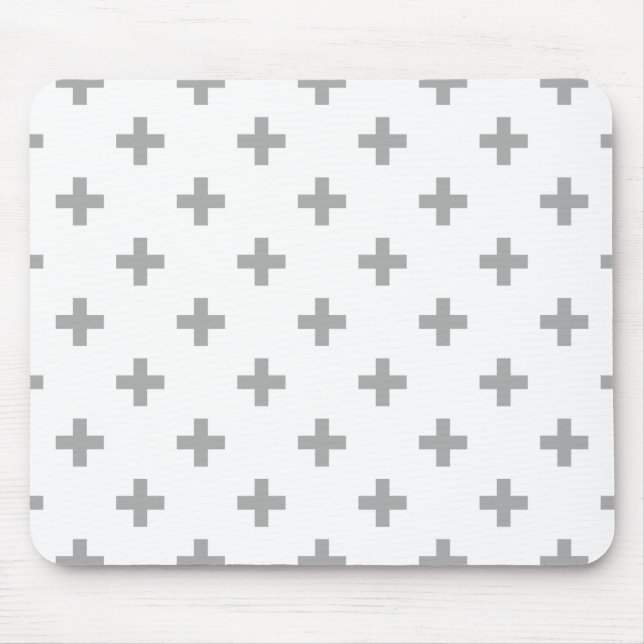 Tapis De Souris Polka gris croise sur blanc (Devant)