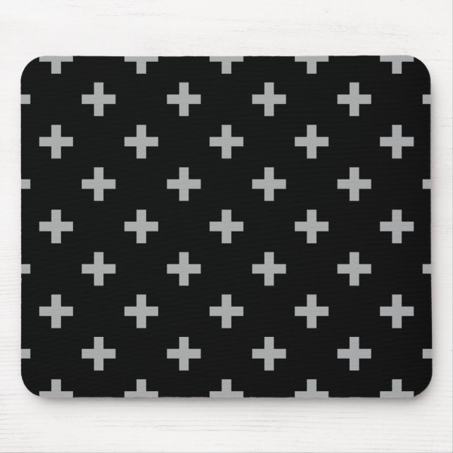 Tapis De Souris Polka gris croise sur noir (Devant)