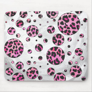 Tapis De Souris Polka Leopard Pot noir et rose chaud