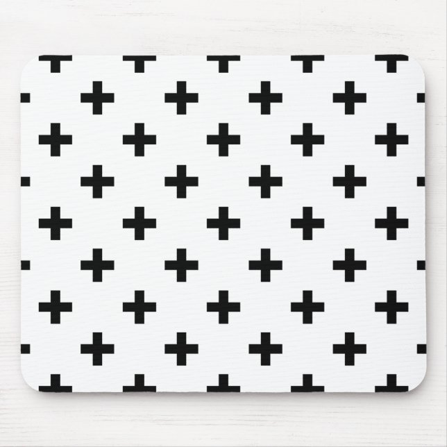 Tapis De Souris Polka noire croise sur blanc (Devant)