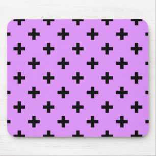 Tapis De Souris Polka noire croise sur lilas