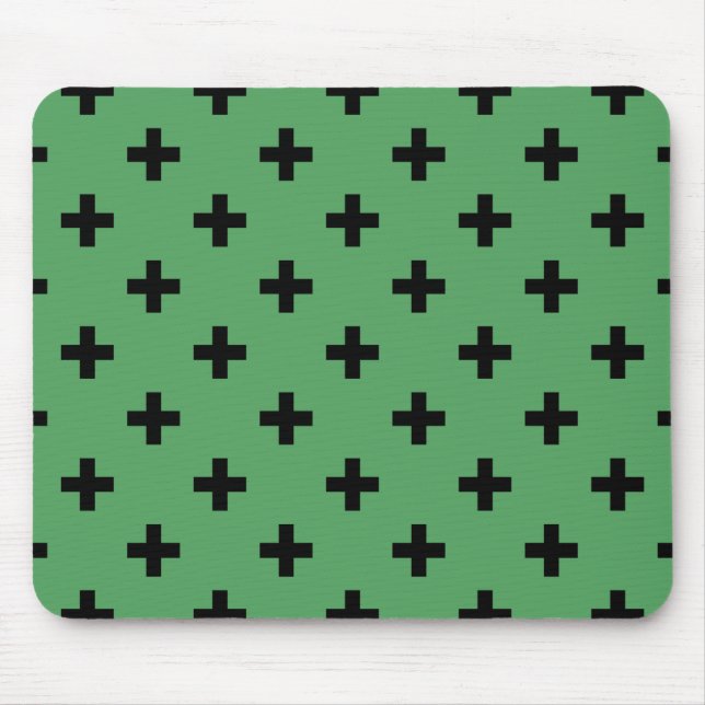 Tapis De Souris Polka noire croise sur vert (Devant)