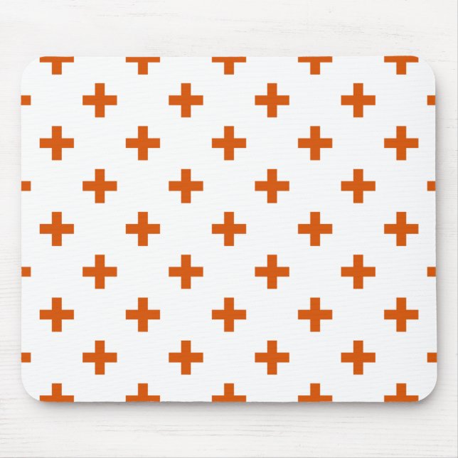 Tapis De Souris Polka orange croise sur blanc (Devant)