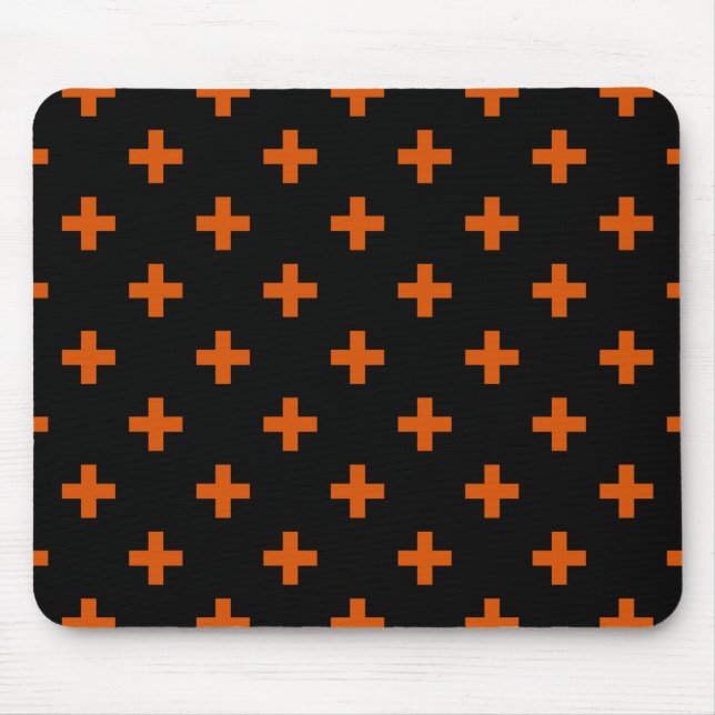 Tapis De Souris Polka orange croise sur noir (Devant)