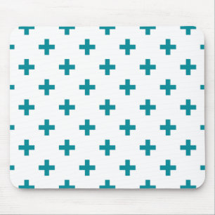 Tapis De Souris Polka turquoise croise sur blanc