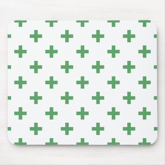 Tapis De Souris Polka verte croise sur blanc (Devant)