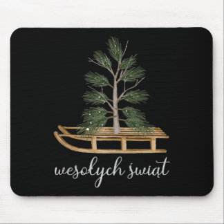 Tapis De Souris Polonais Joyeux Noël Wesolych Swiat Sled Et Tire