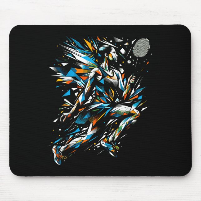 Tapis De Souris Polygon Art Badminton Player Shuttle Women Badmint (Devant)