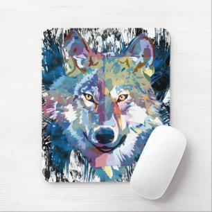 Tapis De Souris Polygone de loup bleu Mousepad