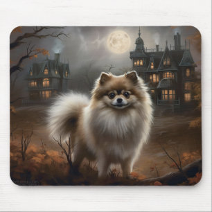 Tapis De Souris Pomeranian Halloween Épouvantable