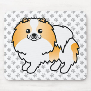 Tapis De Souris Pomeranian Parti-Coleur Orange Chien Mignon & Patt
