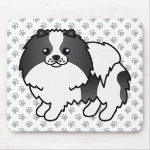 Tapis De Souris Pomeranian Parti-Coleure Noir Chien et Pattes Mign