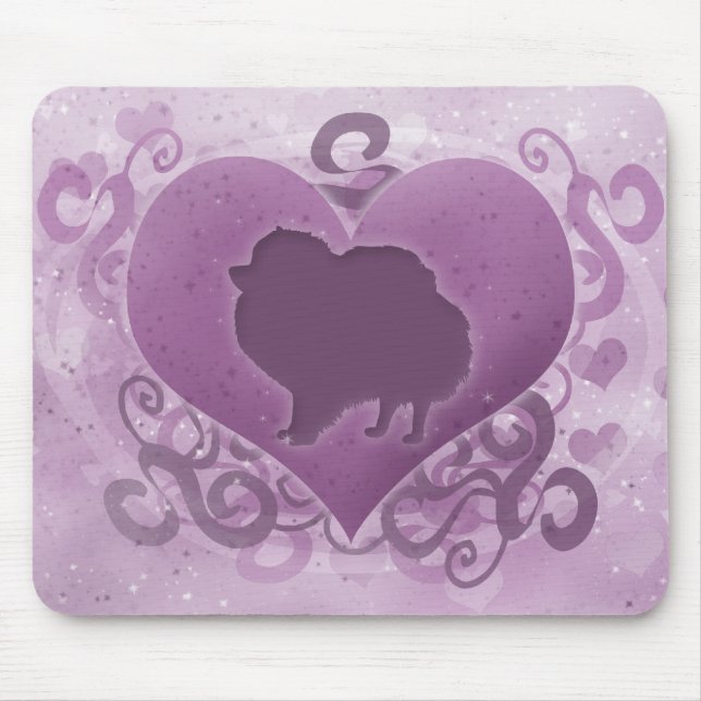 Tapis De Souris Pomeranian pourpre Valentine (Devant)