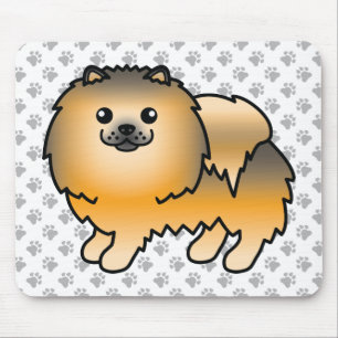 Tapis De Souris Pomeranian Sable Orange Chien de Dessin Animé Mign