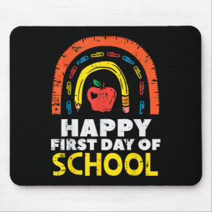 Tapis De Souris Pomme Arc-en-ciel Joyeux Premier Jour D'école Mign