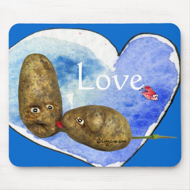 Tapis De Souris Pommes de terre drôles au coeur Mousepads d'amour (Devant)