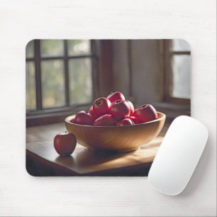 Tapis De Souris Pommes Rouges Dans Le Bowl En Bois