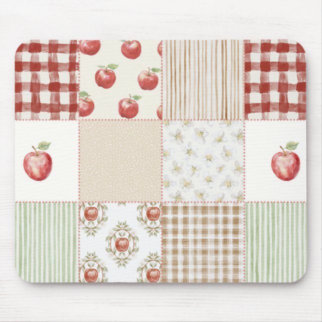 Tapis De Souris Pommes Vertes Crème Rouge (Devant)