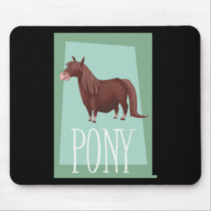 Tapis De Souris Poney Shetland Brun Fantaisiste Sur Fond Vert Rétr